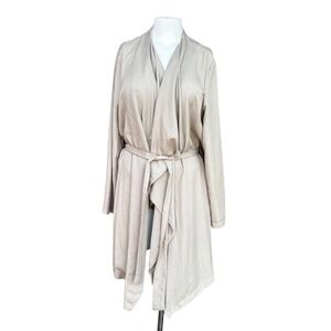 Elaine Rose Kimono Jacket XL Champagne Waterfall Drape Sash Belt Boho NEW Luxury
